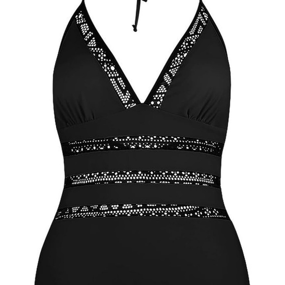 NWOT Chic Black Women's One-Piece Swimsuit - Picture 7 of 11